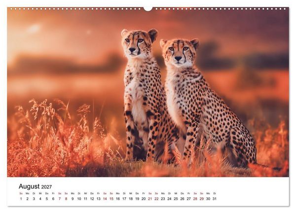 Produktbild: Eleganz und Instinkt - die beeindruckende Welt der Geparden (hochwertiger Premium Wandkalender 2027 DIN A2 quer), Kunstdruck in Hochglanz