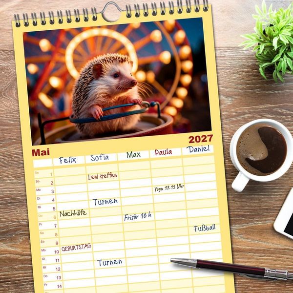 Produktbild: Familienplaner 2027 - Stachelstars mit 5 Spalten (Wandkalender, 21 x 45 cm) CALVENDO