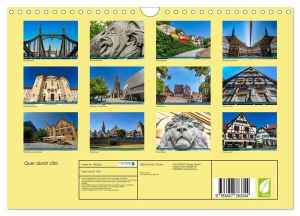 Produktbild: Quer durch Ulm (Wandkalender 2026 DIN A4 quer), CALVENDO Monatskalender