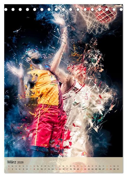 Produktbild: Basketball spektakul&auml;r (Tischkalender 2026 DIN A5 hoch), CALVENDO Monatskalender