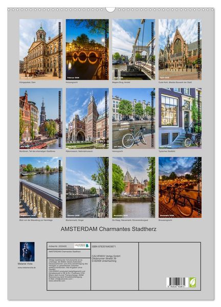 Produktbild: AMSTERDAM Charmantes Stadtherz (Wandkalender 2026 DIN A2 hoch), CALVENDO Monatskalender
