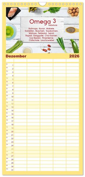 Produktbild: Familienplaner 2026 - Vitalstoffe - fit essen mit 5 Spalten (Wandkalender, 21 x 45 cm) CALVENDO