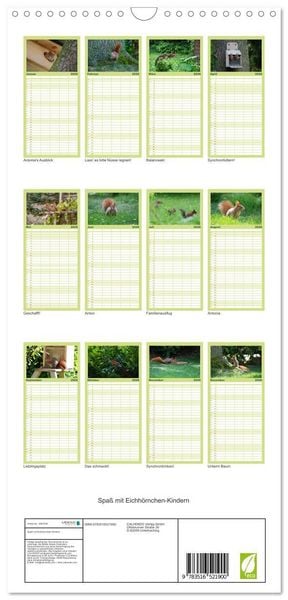 Produktbild: Familienplaner 2026 - Spa&szlig; mit Eichh&ouml;rnchen-Kindern mit 5 Spalten (Wandkalender, 21 x 45 cm) CALVENDO