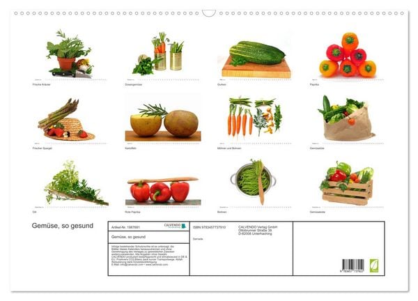 Produktbild: Gem&uuml;se, so gesund (Wandkalender 2026 DIN A2 quer), CALVENDO Monatskalender