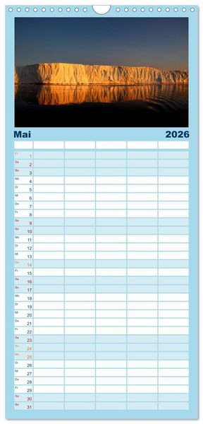 Produktbild: Familienplaner 2026 - EISIGE GIGANTEN in der DISKOBUCHT mit 5 Spalten (Wandkalender, 21 x 45 cm) CALVENDO