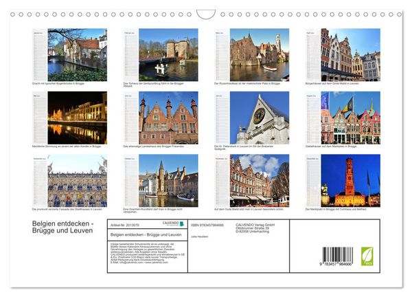 Produktbild: Belgien entdecken - Br&uuml;gge und Leuven (Wandkalender 2026 DIN A3 quer), CALVENDO Monatskalender