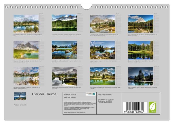 Produktbild: Ufer der Tr&auml;ume (Wandkalender 2026 DIN A4 quer), CALVENDO Monatskalender