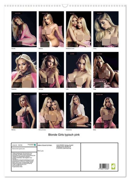 Produktbild: Blonde Girls typisch pink (Wandkalender 2026 DIN A2 hoch), CALVENDO Monatskalender