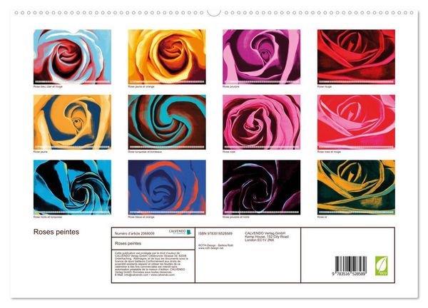 Produktbild: Roses peintes (Calendrier mural 2026 DIN A2 vertical) calendrier de bureau