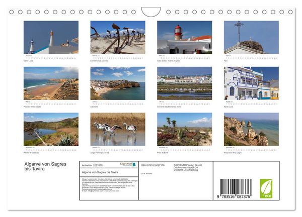 Produktbild: Algarve von Sagres bis Tavira (Wandkalender 2026 DIN A4 quer), CALVENDO Monatskalender