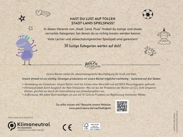 Produktbild: Stadt-Land-Bl&ouml;dsinn. Bunter Spiele-Block f&uuml;r Kinder ab 8 Jahren