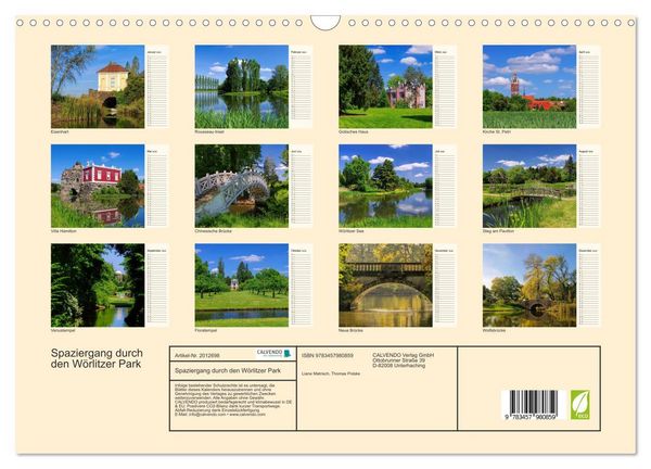 Produktbild: Spaziergang durch den W&ouml;rlitzer Park (Wandkalender 2026 DIN A3 quer), CALVENDO Monatskalender