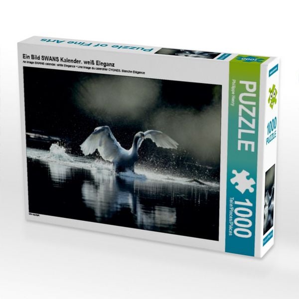 CALVENDO Puzzle Ein Bild SWANS Kalender. weiß Eleganz | 1000 Teile Lege-Größe 64x48cm Foto-Puzzle für glückliche Stunden