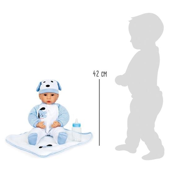 Produktbild: Small foot 2736 - Puppe Benno mit weiß/blauem Zubehör, Weichkörper-Puppe, 40cm