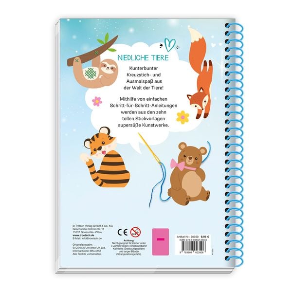 Produktbild: Tr&ouml;tsch Bastelbuch Besch&auml;ftigungsbuch Meine ersten Kreuzstichbilder Niedliche Tiere