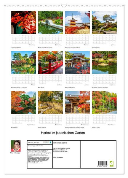 Produktbild: Herbst im japanischen Garten (Wandkalender 2026 DIN A2 hoch), CALVENDO Monatskalender