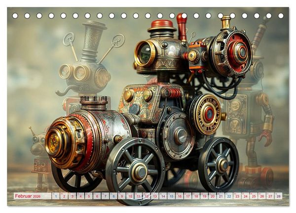 Produktbild: Mechanische Wunderwelten - Ein Jahr mit Steampunk Toys (Tischkalender 2026 DIN A5 quer), CALVENDO Monatskalender
