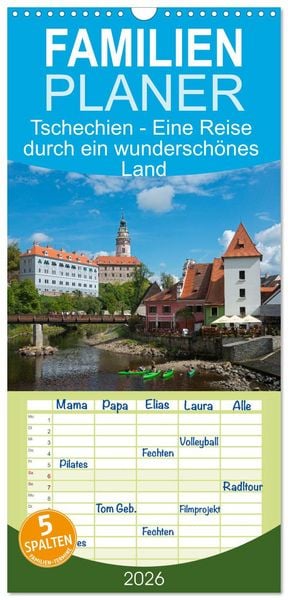 Produktbild: Familienplaner 2026 - Tschechien - Eine Reise durch ein wundersch&ouml;nes Land mit 5 Spalten (Wandkalender, 21 x 45 cm) CALVENDO