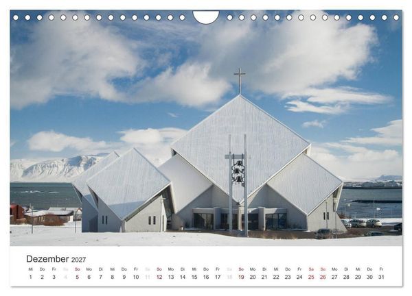 Produktbild: Reykjav&igrave;k 64&deg; 08' N (Wandkalender 2027 DIN A4 quer), CALVENDO Monatskalender