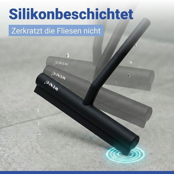 Produktbild: Duschabzieher Mod. Mola Schwarz, aus Edelstahl, ummantelt mit Silikon
