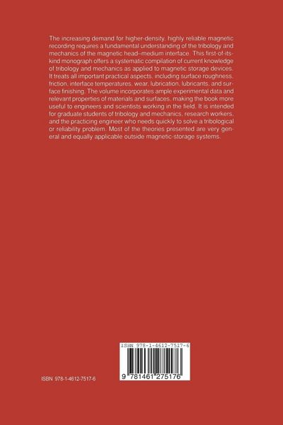 Produktbild: Tribology and Mechanics of Magnetic Storage Devices