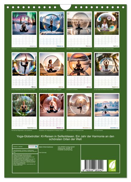 Produktbild: Yoga-Globetrotter: KI-Reisen in Seifenblasen. Ein Jahr der Harmonie an den sch&ouml;nsten Orten der Welt (Wandkalender 2026 DIN A4 hoch), CALVENDO Monatskalender