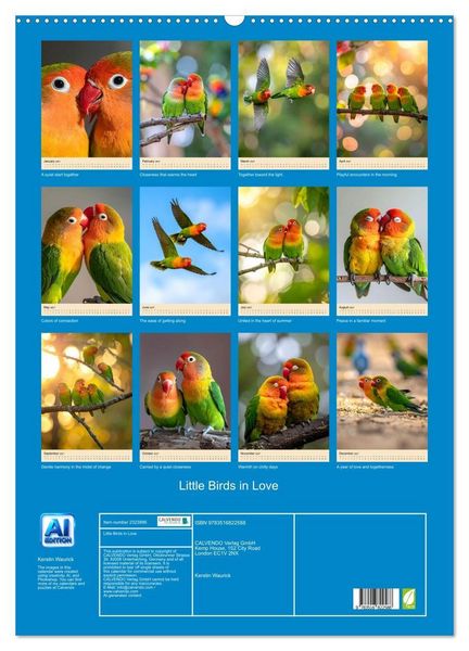 Produktbild: Little Birds in Love (Wall Calendar 2027 DIN A2 portrait), CALVENDO 12 Month Wall Calendar