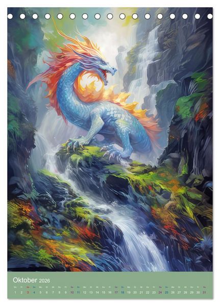 Produktbild: Sagenland der Drachen (Tischkalender 2026 DIN A5 hoch), CALVENDO Monatskalender