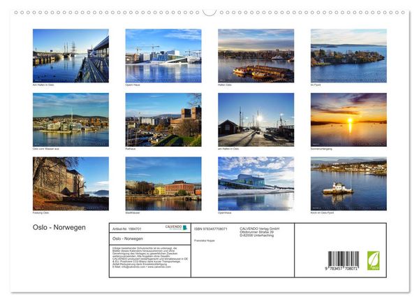 Produktbild: Oslo - Norwegen (hochwertiger Premium Wandkalender 2026 DIN A2 quer), Kunstdruck in Hochglanz