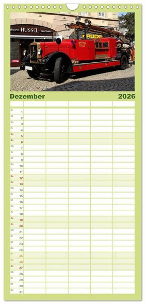 Produktbild: Familienplaner 2026 - Oldtimer vergangenger Jahrzehnte mit 5 Spalten (Wandkalender, 21 x 45 cm) CALVENDO