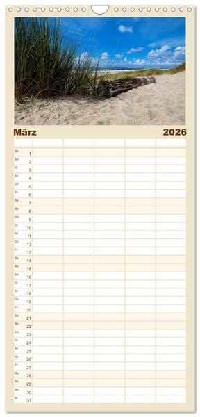 Produktbild: Familienplaner 2026 - Sylt - Strandspaziergang mit 5 Spalten (Wandkalender, 21 x 45 cm) CALVENDO