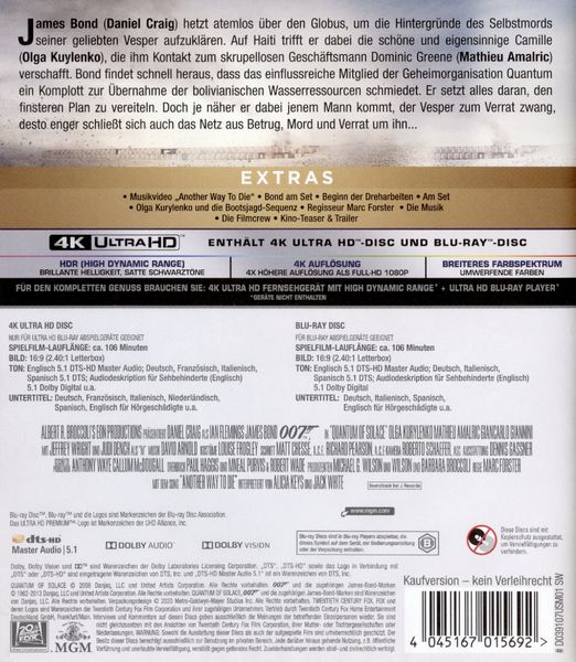 James Bond - Ein Quantum Trost (4K Ultra HD) (+ Blu-ray 2D)