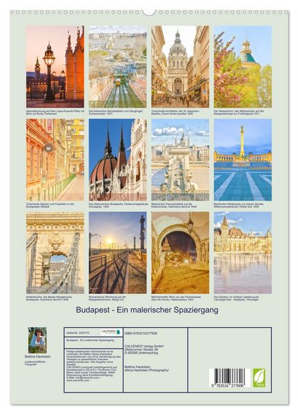 Produktbild: Budapest - Ein malerischer Spaziergang (hochwertiger Premium Wandkalender 2026 DIN A2 hoch), Kunstdruck in Hochglanz