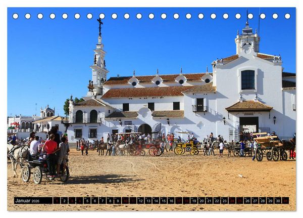 Produktbild: El Rocio - Andalusiens faszinierende Wallfahrt (Tischkalender 2026 DIN A5 quer), CALVENDO Monatskalender