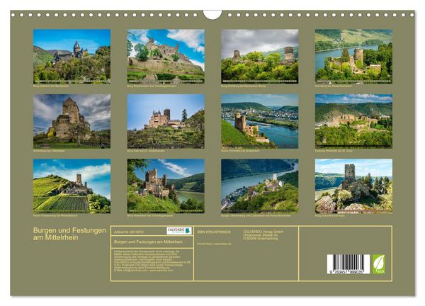 Produktbild: Burgen und Festungen am Mittelrhein (Wandkalender 2026 DIN A3 quer), CALVENDO Monatskalender
