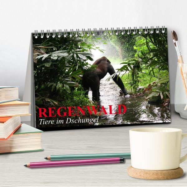 Produktbild: Regenwald &bull; Tiere im Dschungel (Tischkalender 2026 DIN A5 quer), CALVENDO Monatskalender
