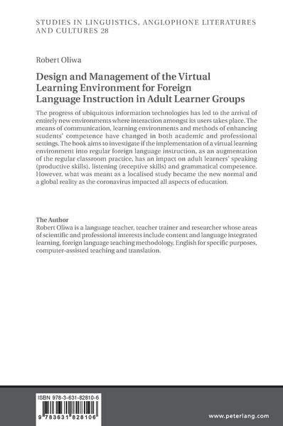 Produktbild: Design and Management of the Virtual Learning Environment for Foreign Language Instruction in Adult Learner Groups