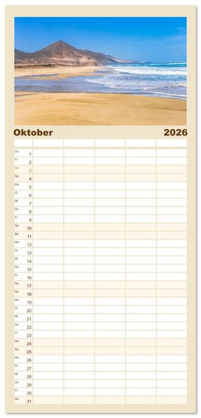 Produktbild: Familienplaner 2026 - Fuerteventura - W&uuml;stenzauber und Meeresrauschen mit 5 Spalten (Wandkalender, 21 x 45 cm) CALVENDO