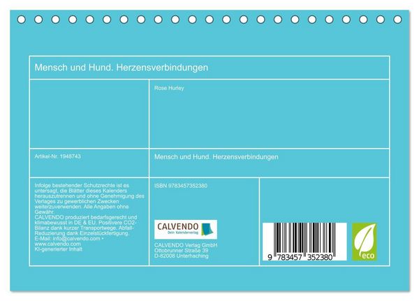 Produktbild: Mensch und Hund. Herzensverbindungen (Tischkalender 2026 DIN A5 quer), CALVENDO Monatskalender