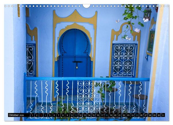 Produktbild: Chefchaouen - Sinfonie in Blau und Wei&szlig; (Wandkalender 2026 DIN A3 quer), CALVENDO Monatskalender
