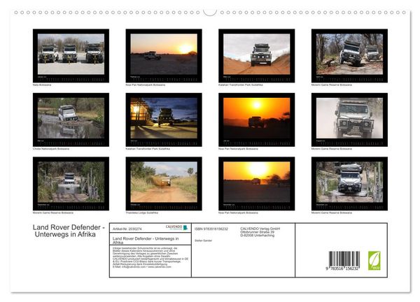 Produktbild: Land Rover Defender - Unterwegs in Afrika (hochwertiger Premium Wandkalender 2026 DIN A2 quer), Kunstdruck in Hochglanz