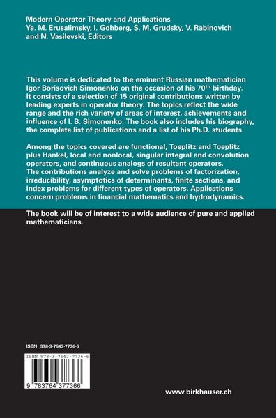 Produktbild: Modern Operator Theory and Applications
