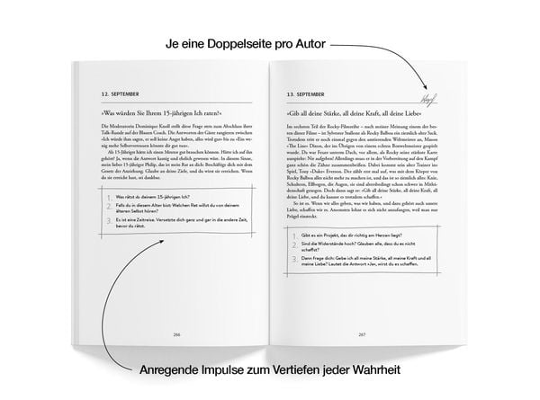 Produktbild: Jeden Tag einen Schritt &ndash; Spiegelbestseller Platz 1, Erfolgsstrategien von Hoss & Hopf mit Kiarash Hossainpour & Philip Hopf, 365 Impulse zu Disziplin, Finanzen, Mindset & Pers&ouml;nlichkeitsentwicklung, werde dein bestes Selbst