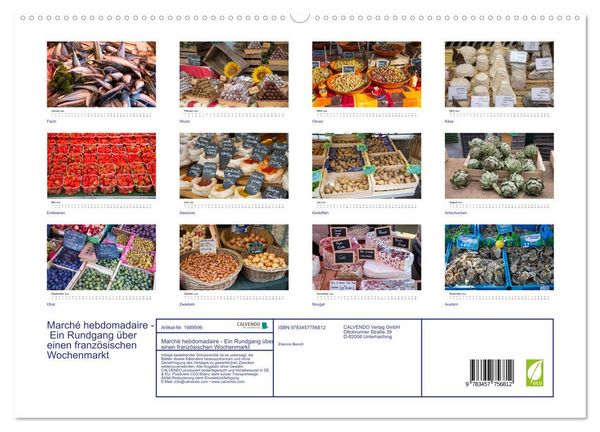 Produktbild: March&eacute; hebdomadaire - Ein Rundgang &uuml;ber einen franz&ouml;sischen Wochenmarkt (hochwertiger Premium Wandkalender 2026 DIN A2 quer), Kunstdruck in Hochglanz