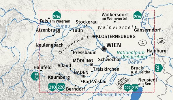 Produktbild: KOMPASS Wanderkarten-Set 205 Wien und Umgebung (2 Karten) 1:50.000
