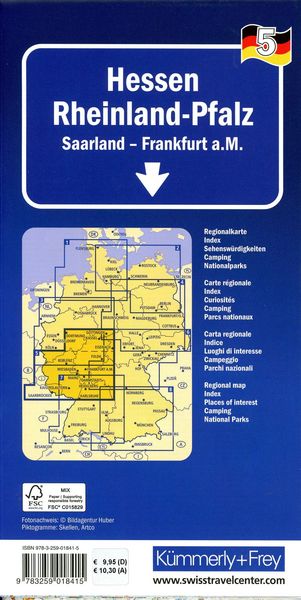 Produktbild: K&uuml;mmerly+Frey Regional-Strassenkarte 5 Hessen, Rheinland-Pfalz 1:275.000