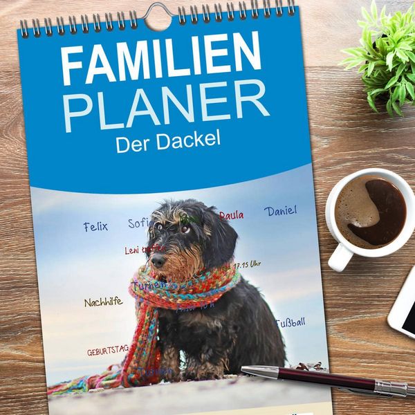 Produktbild: Familienplaner 2026 - Der Dackel mit 5 Spalten (Wandkalender, 21 x 45 cm) CALVENDO
