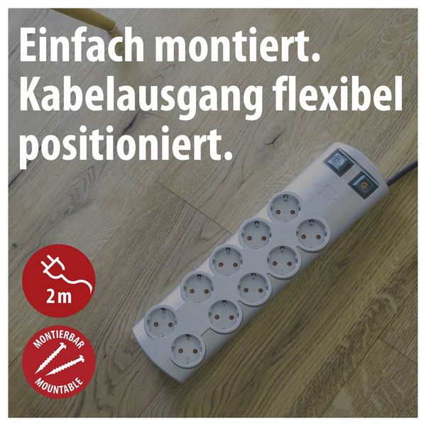 Produktbild: Brennenstuhl 1153390120 Steckdosenleiste mit Schalter 10fach Silber Schutzkontakt 1 St.