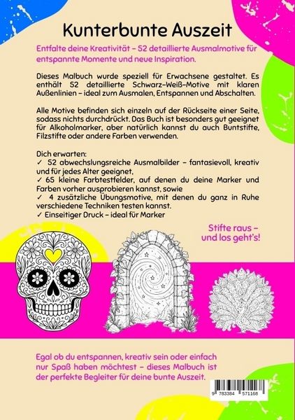 Produktbild: Kunterbunte Auszeit &ndash; Malbuch f&uuml;r Erwachsene
