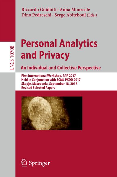 Produktbild: Personal Analytics and Privacy. An Individual and Collective Perspective
